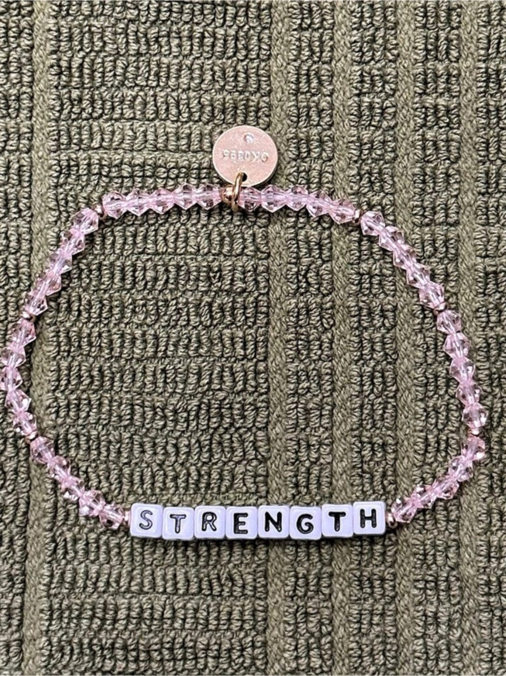 Little Words Project Strength Beaded Word Bracelet Pink & White